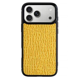 Yellow iPhone 17 Pro / Pro Max Shark Leather Case – Handmade Luxury